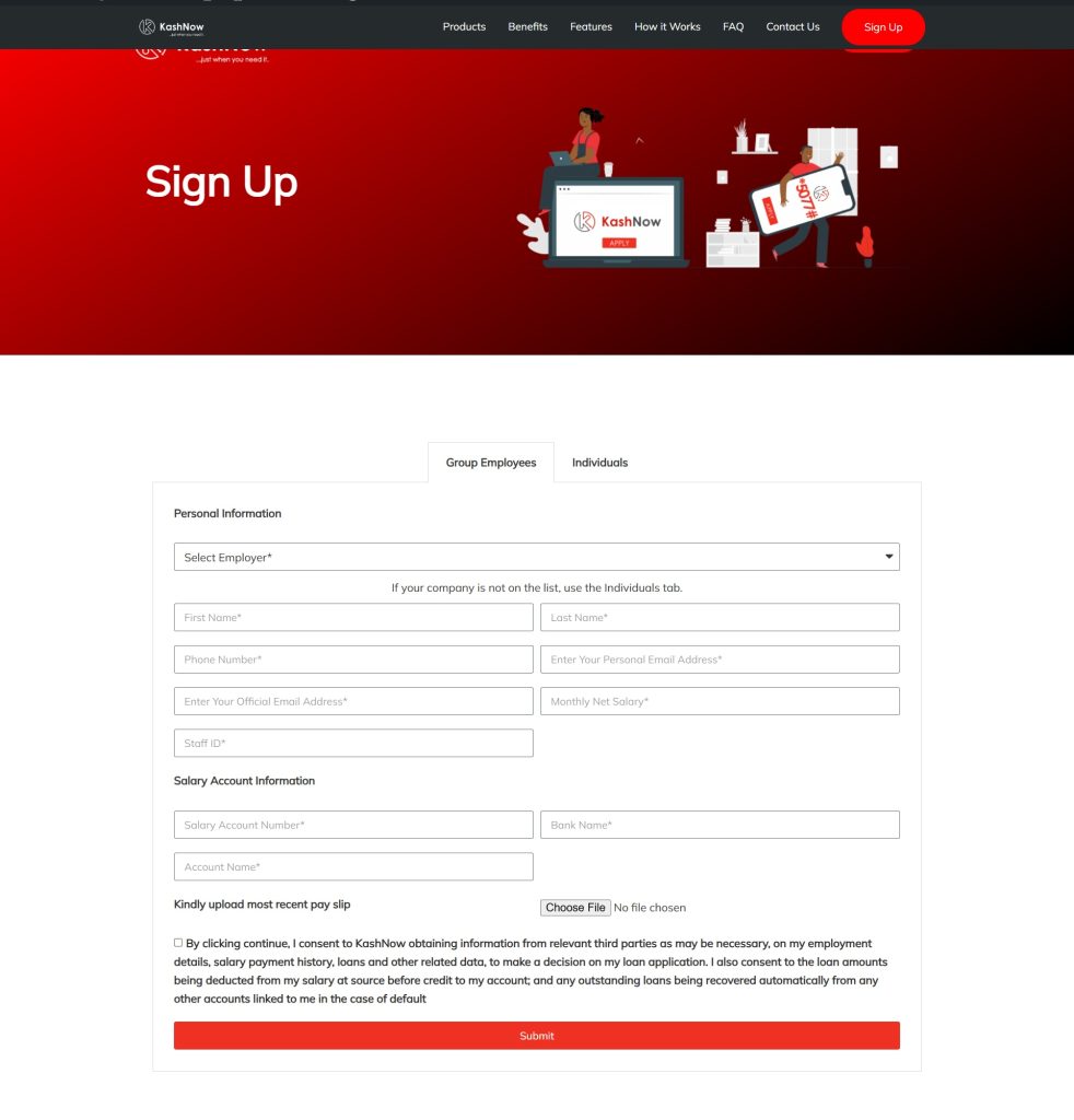 Kashnow Sign Up Form